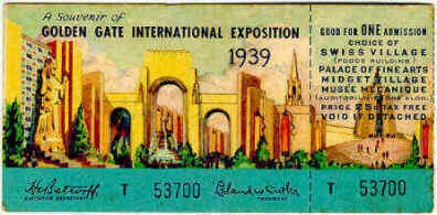 Golden Gate International Exposition 1939 Ticket